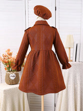 Young Girl Casual Chic Wheat Ear Plaid Ruffle Long Sleeve Dress